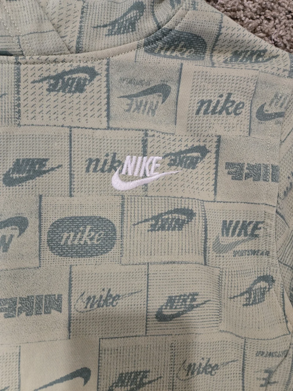 Nike Allover Logo Hoodie in Sage Green
